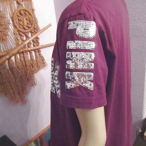Victoria's Secret Blinged Out T-Shirt Size S Oversized Sequins Short Sleeves - Picture 8 of 10